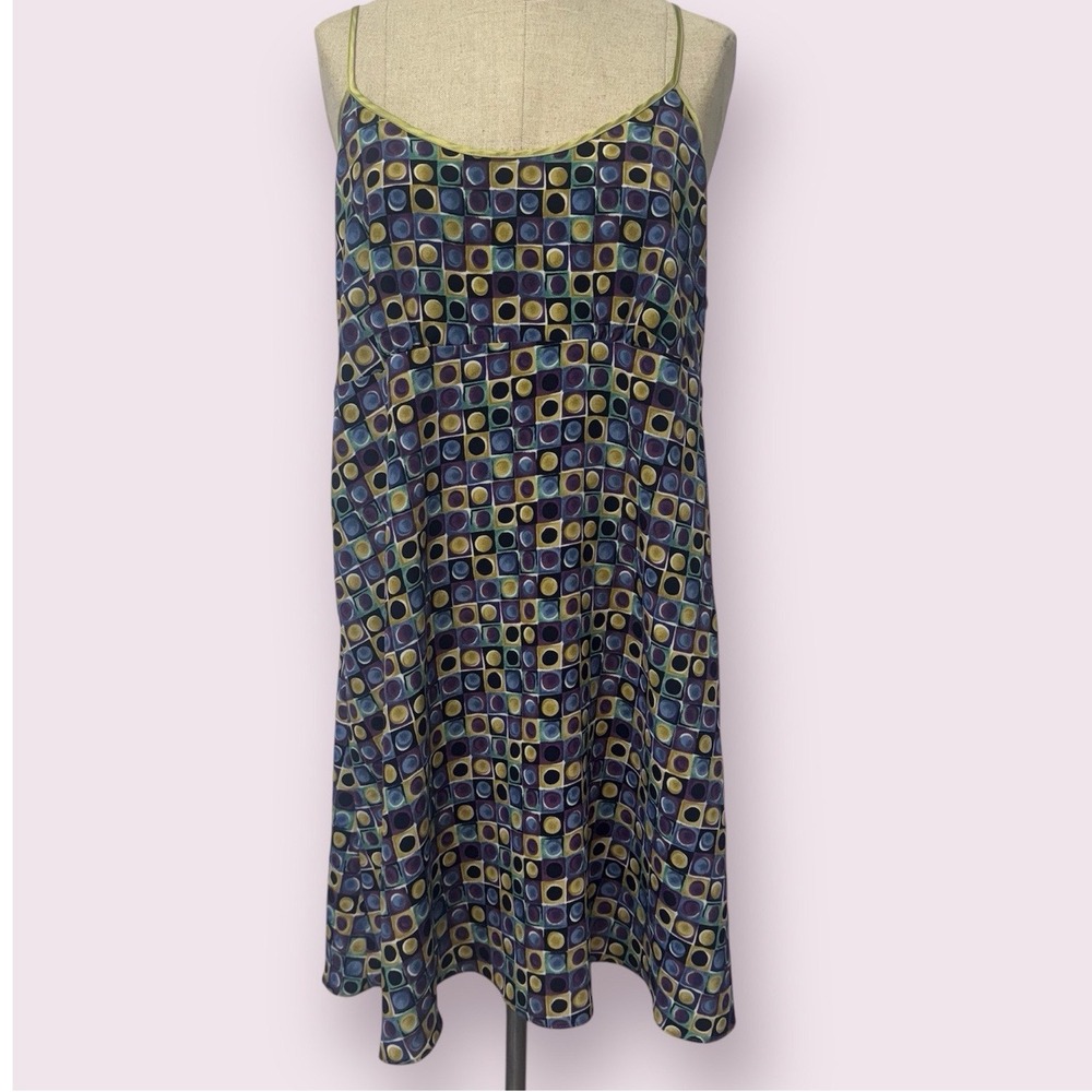 Y2K Women L‎ Babydoll Slip Dress Colorful Satin Nightgown Geometric Whimsigoth